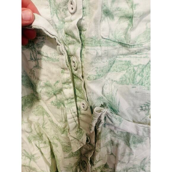 KIVARO White Green Floral Short Sleeve Belt Looped Chloe Romper Size US 2 - Picture 9 of 15